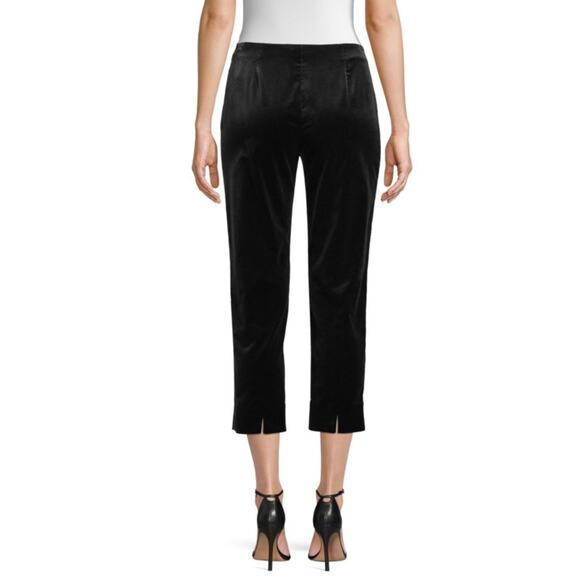 Neiman Marcus 8 Piazza Sempione Stretch Velvet Pants Straight Leg Cropped Black - Picture 4 of 11